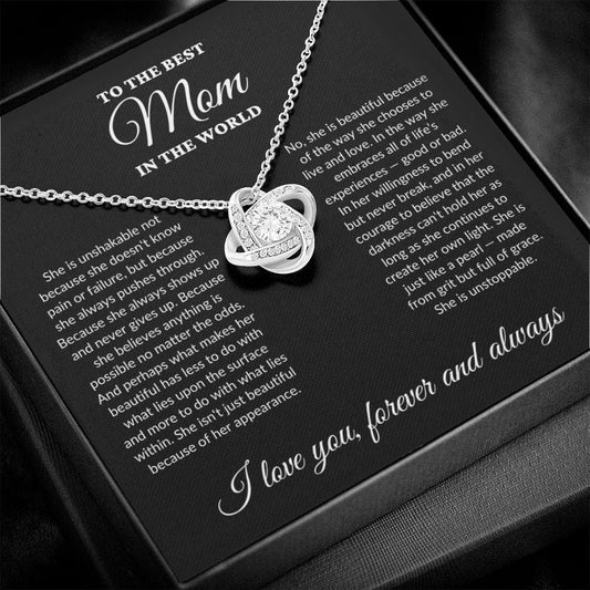 To The Best Mom In The World - Grit - Love Knot Necklace - BK