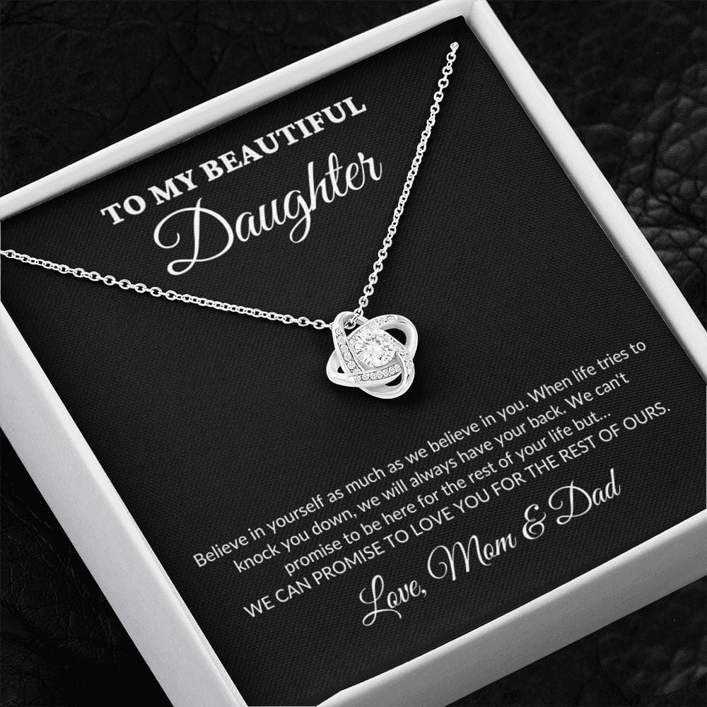 To My Beautiful Daughter - For The Rest Of My Life - MomDad - Love Knot Necklace - BK