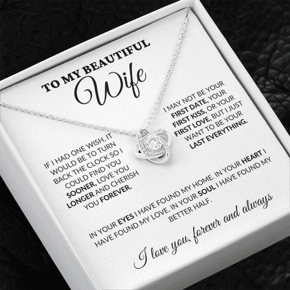 To My Beautiful Wife - Love & Cherish You Forever - Love Knot Necklace - WH