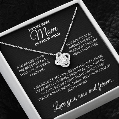 To The Best Mom In The World - The Sweetest Gift - Love Knot Necklace - BK