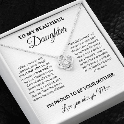 To My Beautiful Daughter - Proud Mother - Love Knot Necklace - WH