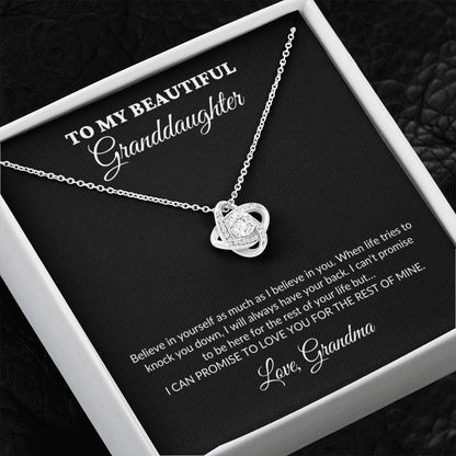 To My Beautiful Granddaughter - For The Rest Of My Life - Grandma - Love Knot Necklace - BK