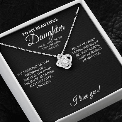 To My Beautiful Daughter - My Joy - Love Knot Necklace - BK