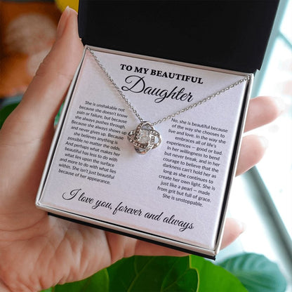 To My Beautiful Daughter - Grit - Love Knot Necklace - WH