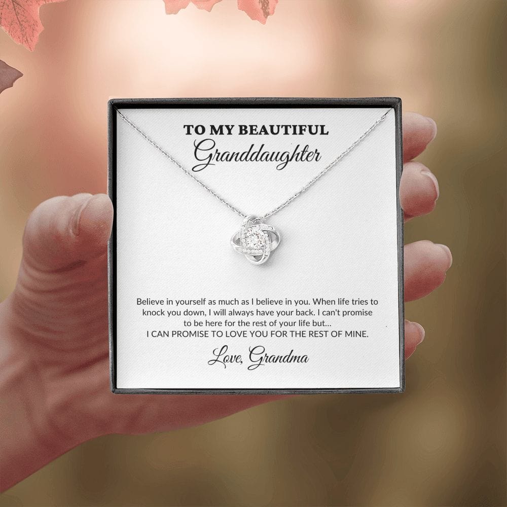 To My Beautiful Granddaughter - For The Rest Of My Life - Grandma - Love Knot Necklace - WH