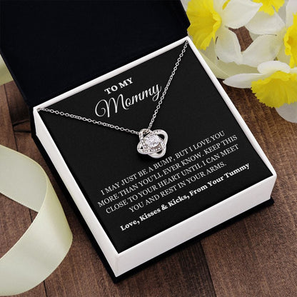 To My Mommy - Just A Bump - Love Knot Necklace - BK