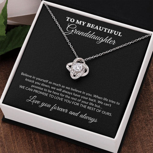 To My Beautiful Granddaughter - For The Rest Of My Life - GrandParents - Love Knot Necklace - BK