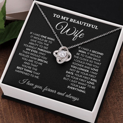 To My Beautiful Wife - One Wish - Love Knot Necklace - BK