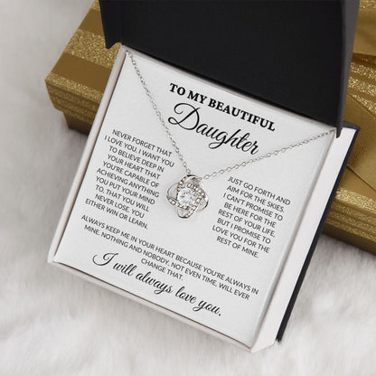 To My Beautiful Daughter - Believe In Your Heart - Love Knot Necklace - WH