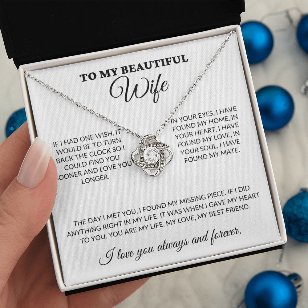 To My Beautiful Wife - Missing Piece - Love Knot Necklace - WH