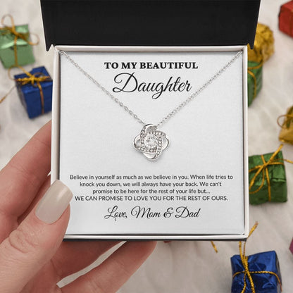 To My Beautiful Daughter - For The Rest Of My Life - MomDad - Love Knot Necklace - WH