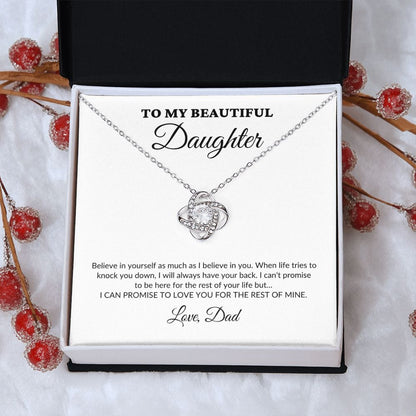 To My Beautiful Daughter - For The Rest Of My Life - Dad - Love Knot Necklace - WH