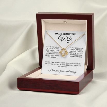 To My Beautiful Wife - Love & Cherish You Forever - Love Knot Necklace - WH