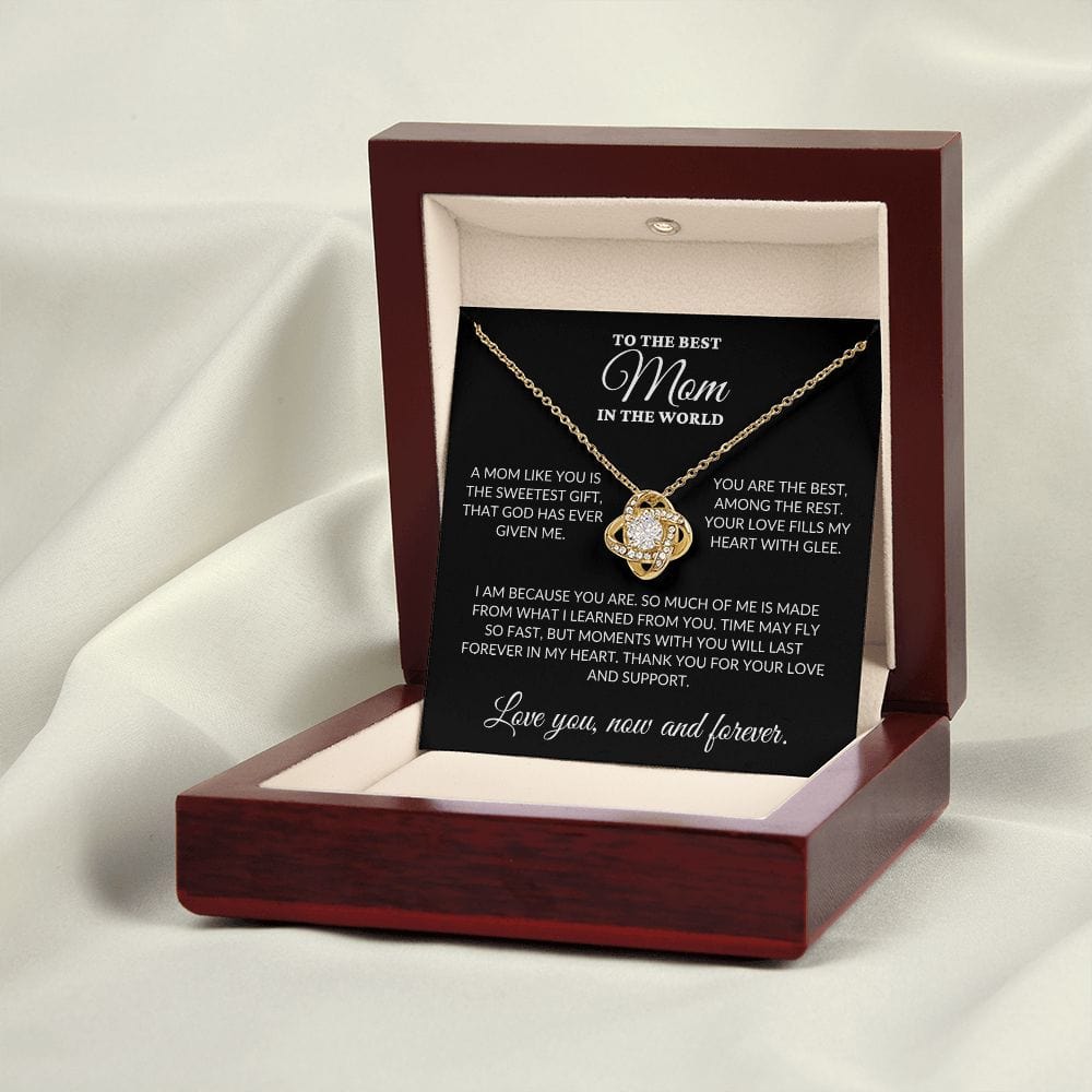 To The Best Mom In The World - The Sweetest Gift - Love Knot Necklace - BK