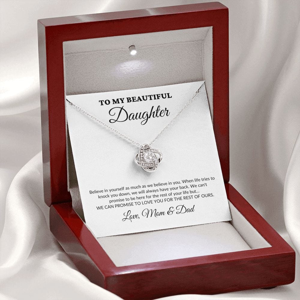 To My Beautiful Daughter - For The Rest Of My Life - MomDad - Love Knot Necklace - WH