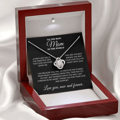 To The Best Mom In The World - The Sweetest Gift - Love Knot Necklace - BK