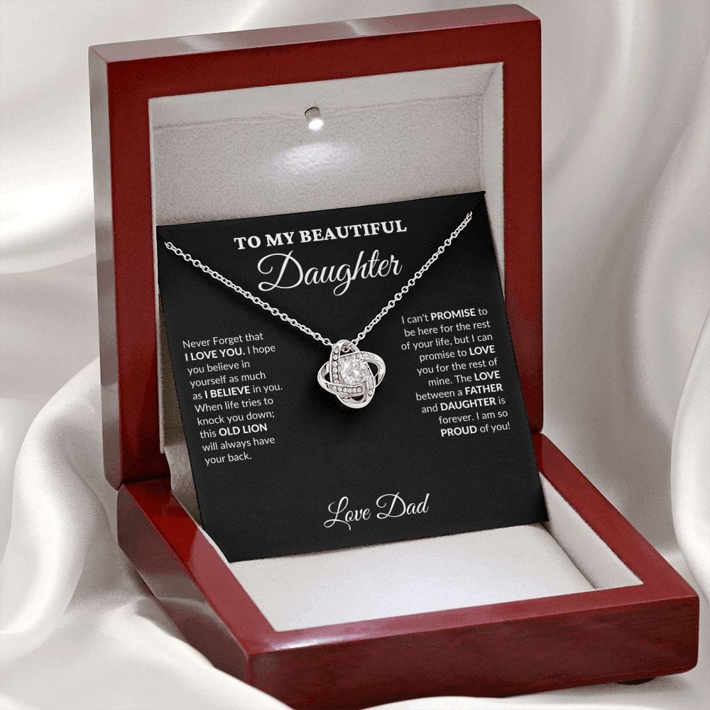 To My Beautiful Daughter - Your Proud Father - Love Knot Necklace - BK