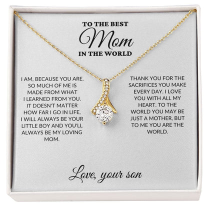 To The Best Mom In The World - Son's Whole World - Alluring Necklace - WH