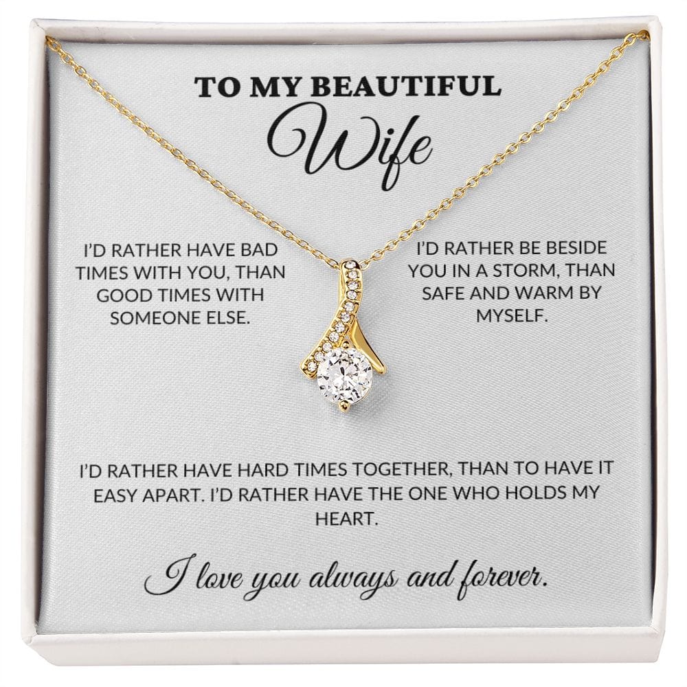 To My Beautiful Wife - Holds My Heart - Alluring Necklace - WH