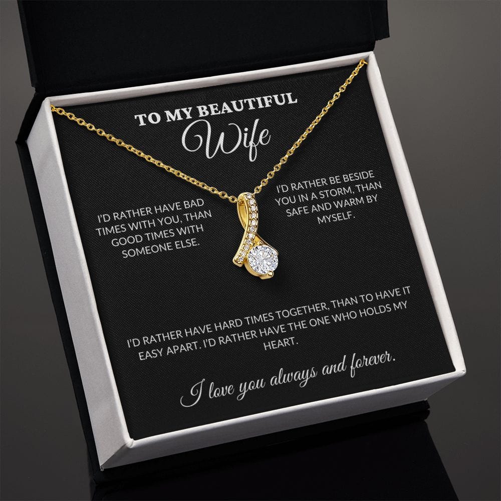 To My Beautiful Wife - Holds My Heart - Alluring Necklace - BK