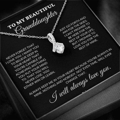 To My Beautiful Granddaughter - Believe In Your Heart - Alluring Necklace - BK