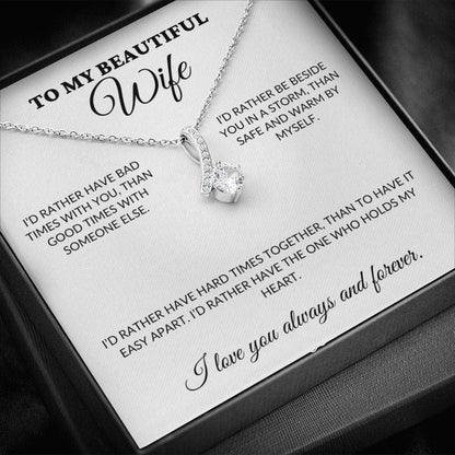 To My Beautiful Wife - Holds My Heart - Alluring Necklace - WH