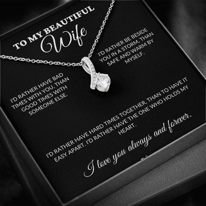 To My Beautiful Wife - Holds My Heart - Alluring Necklace - BK