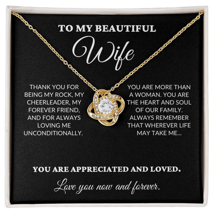 To My Beautiful Wife - The Woman I Love The Most - Love Knot Necklace - BK