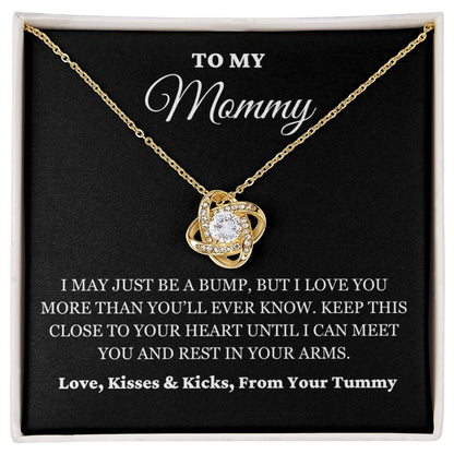 To My Mommy - Just A Bump - Love Knot Necklace - BK