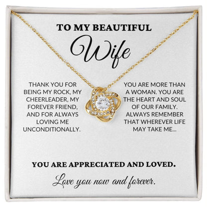 To My Beautiful Wife - The Woman I Love The Most - Love Knot Necklace - WH