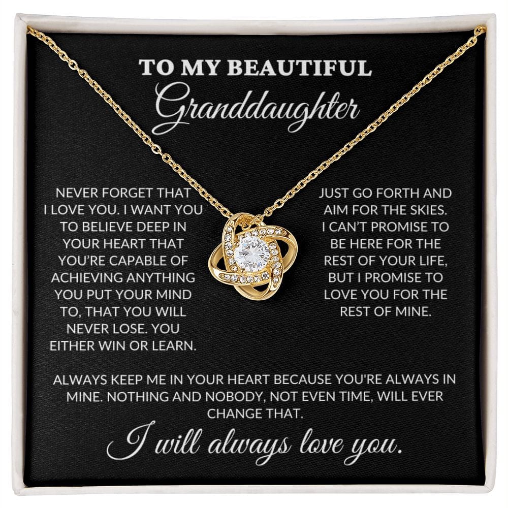 To My Beautiful Granddaughter - Believe In Your Heart - Love Knot Necklace - BK