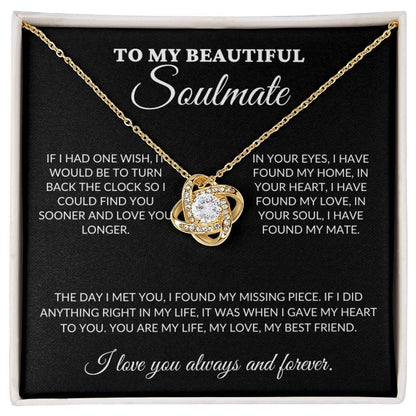 To My Beautiful Wife - Missing Piece - Love Knot Necklace - BK