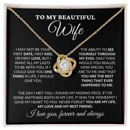 To My Beautiful Wife - You Are My Life - Love Knot Necklace - BK