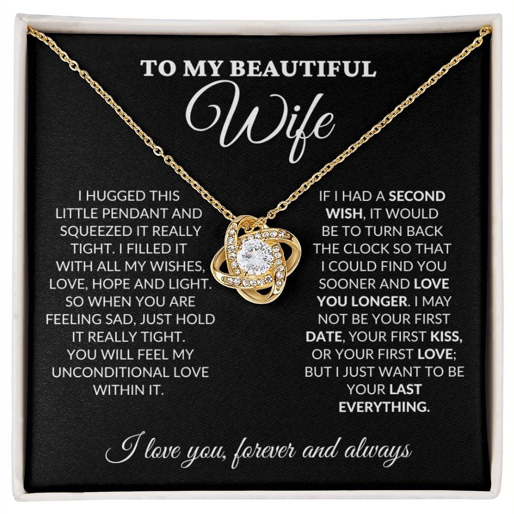 To My Beautiful Wife - Love Light & Hope - Love Knot Necklace - BK