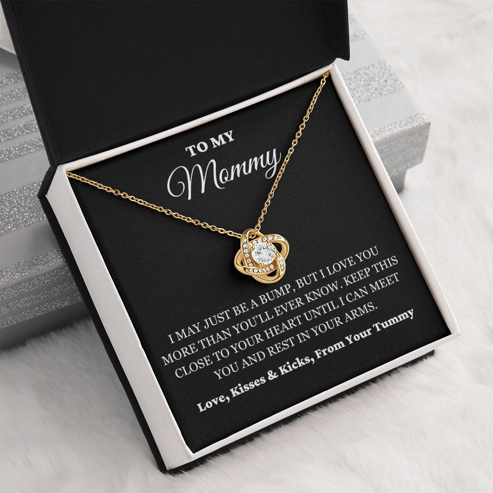 To My Mommy - Just A Bump - Love Knot Necklace - BK