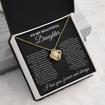 To My Beautiful Daughter - My Sunshine - Love Knot Necklace - BK