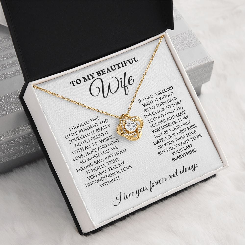 To My Beautiful Wife - Love Light & Hope - Love Knot Necklace - WH