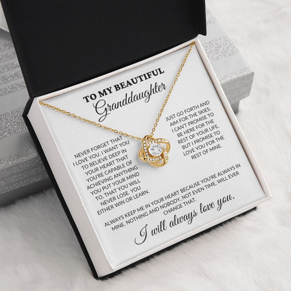 To My Beautiful Granddaughter - Believe In Your Heart - Love Knot Necklace - WH