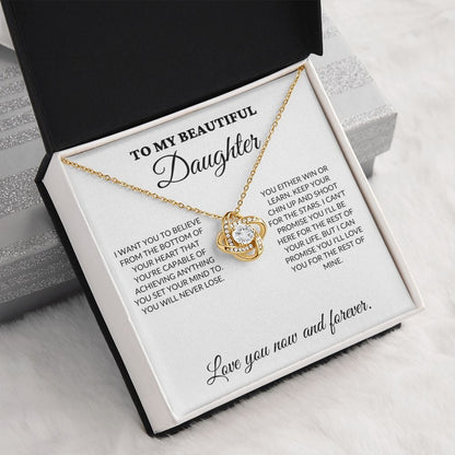 To My Beautiful Daughter - Shoot for the stars - Love Knot Necklace - WH