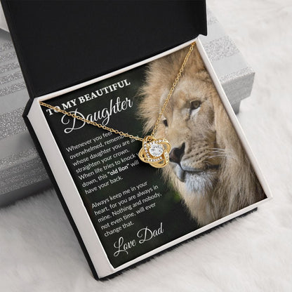 To My Beautiful Daughter - This Old Lion - Love Knot Necklace - BK