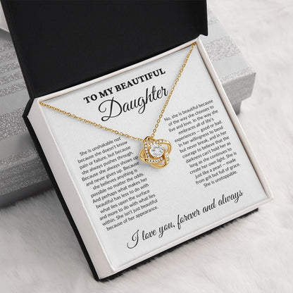 To My Beautiful Daughter - Grit - Love Knot Necklace - WH