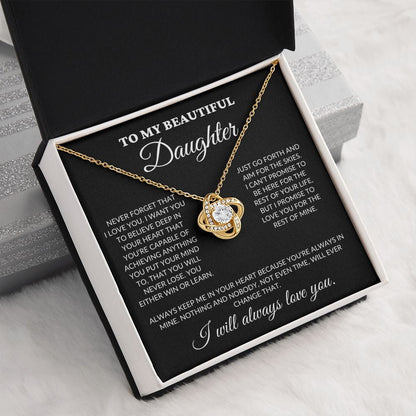 To My Beautiful Daughter - Believe In Your Heart - Love Knot Necklace - BK