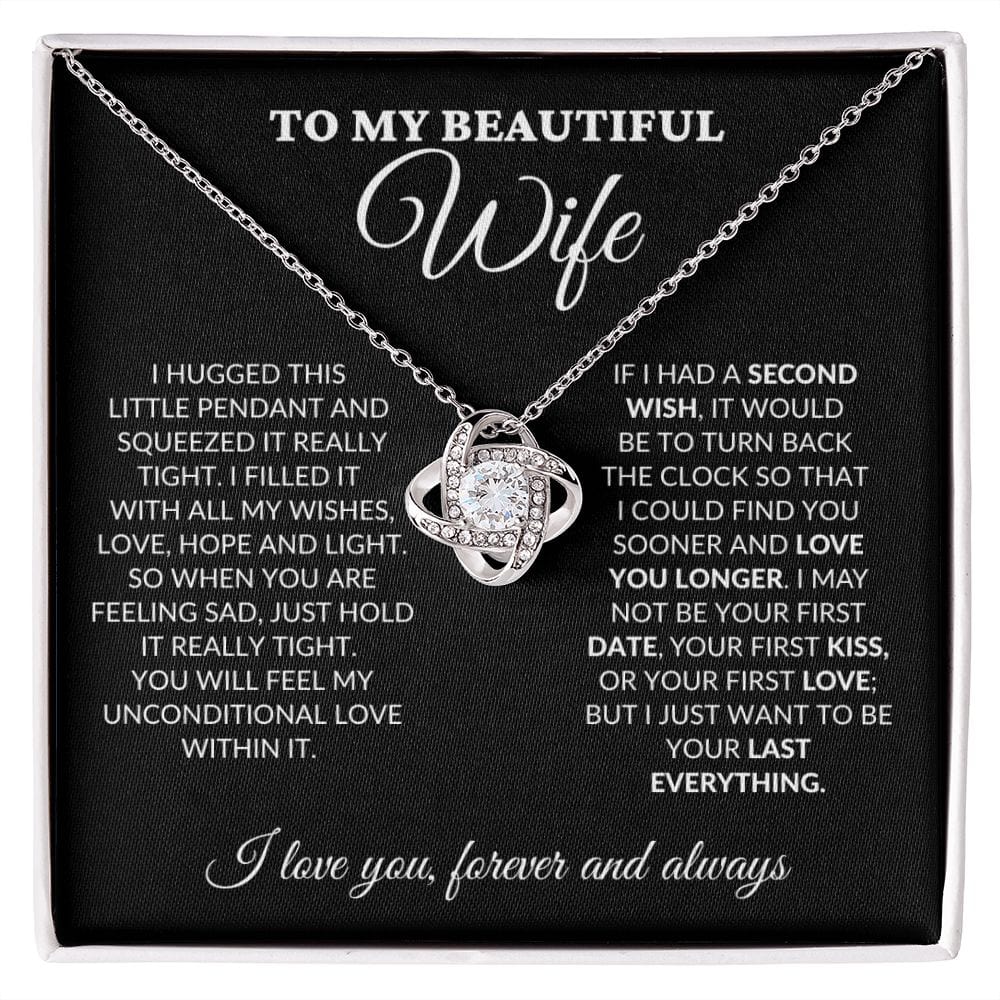 To My Beautiful Wife - Love Light & Hope - Love Knot Necklace - BK