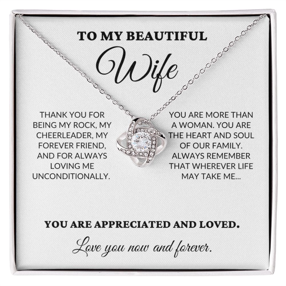 To My Beautiful Wife - The Woman I Love The Most - Love Knot Necklace - WH