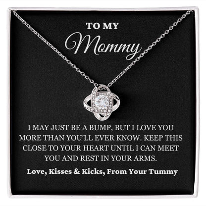 To My Mommy - Just A Bump - Love Knot Necklace - BK