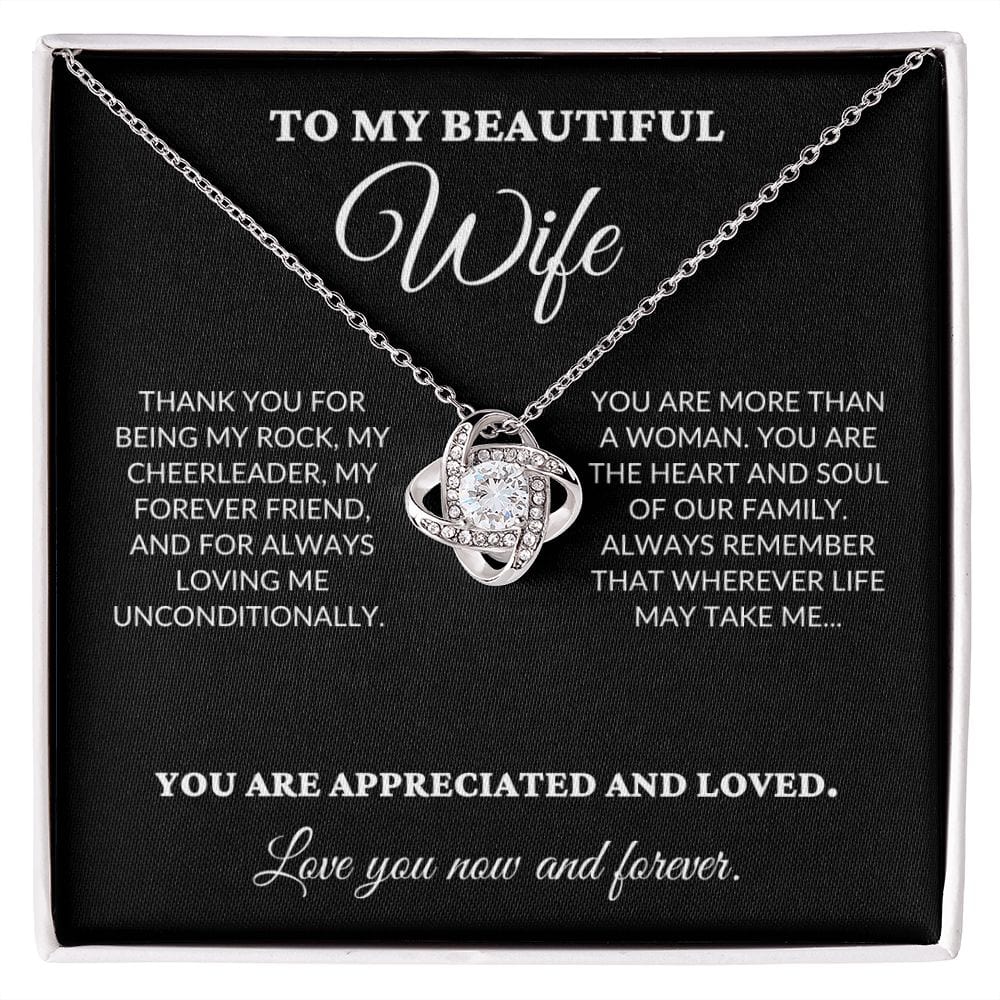 To My Beautiful Wife - The Woman I Love The Most - Love Knot Necklace - BK