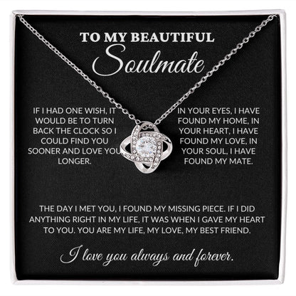 To My Beautiful Wife - Missing Piece - Love Knot Necklace - BK