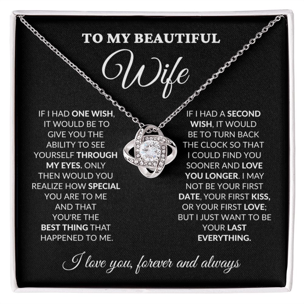 To My Beautiful Wife - One Wish - Love Knot Necklace - BK