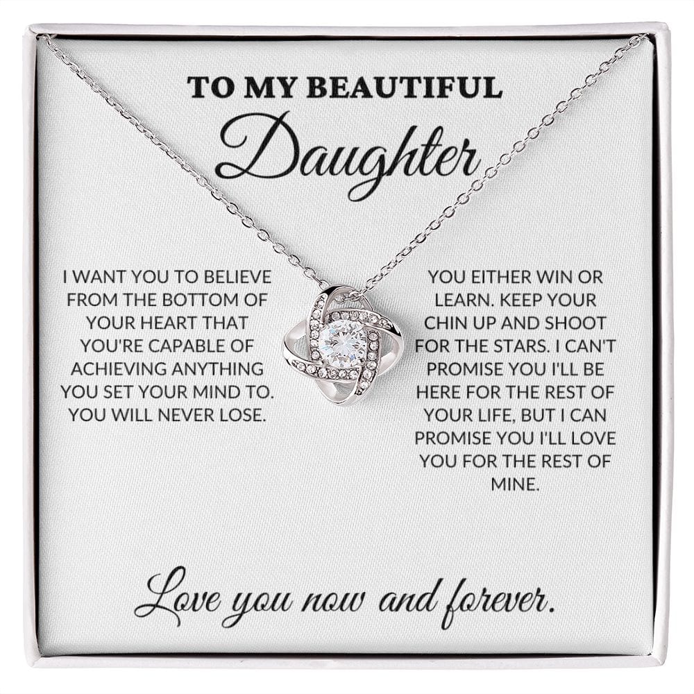 To My Beautiful Daughter - Shoot for the stars - Love Knot Necklace - WH