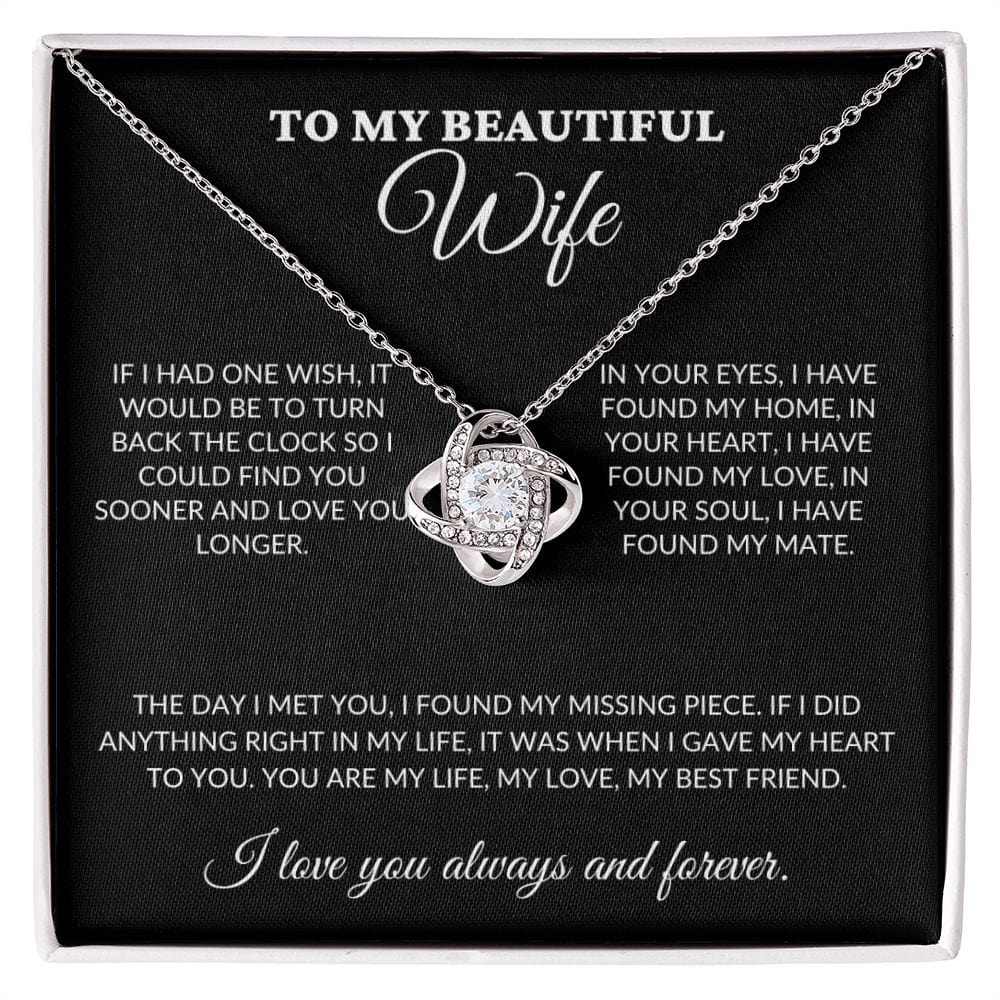 To My Beautiful Soulmate - Missing Piece - Love Knot Necklace - BK